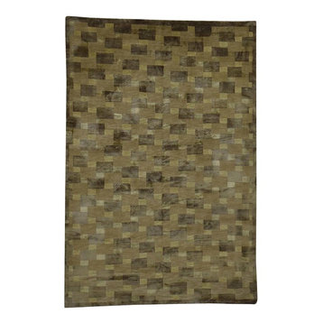 Hand-Knotted Nepali Wool and Silk Modern Closeout Oriental Rug, 5'7" x 8'4"