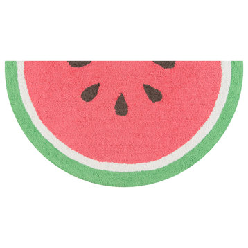 Novogratz by Watermelon Red Kitchen Mat 1'6"x3' Half Moon