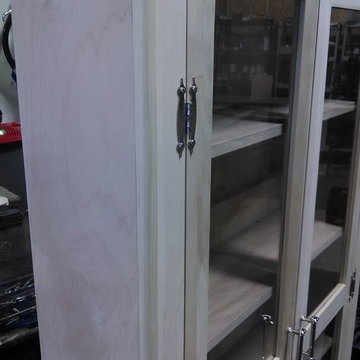 White Distressed Custom Bathroom Storage Hutch
