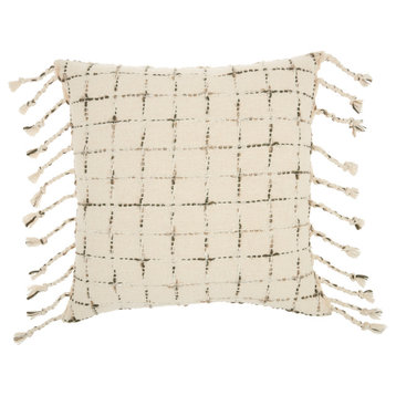 Nourison Home 20"x20" Mina Victory Lifestyle Woven Grid Natural Throw Pillows