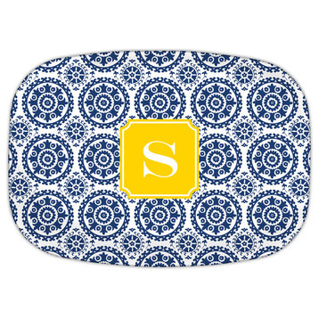 Melamine Platter Suzani Single Initial, Letter H