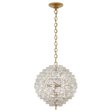 Karina Medium Sphere Chandelier in Antique-Burnished Brass and Crystal