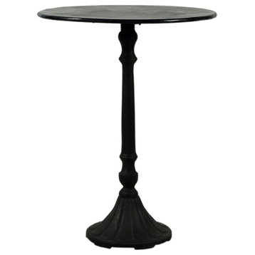 Omagh 32" Round Tall Black Iron Bar Table With Molded Pedestal Base and Foot
