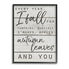'Every Year I Fall For You Typography', Framed Giclee, 16"x1.5"x20"