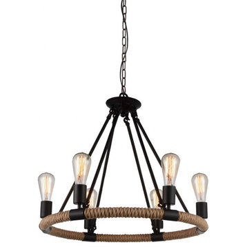 CWI Lighting 9671P25-6-101 6 Light Chandelier with Black Finish