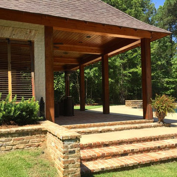 Old Chicago Brick steps leading to pool house