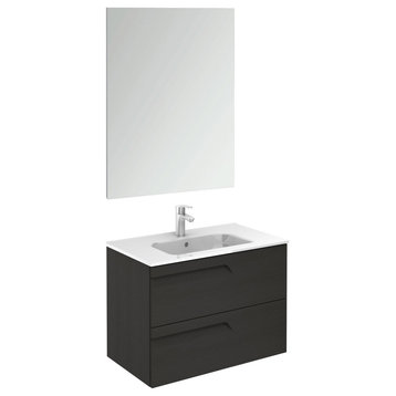 32" Wall-Mount 2 Drawers Nature Gray Vanity Cabinet Vitale by Royo