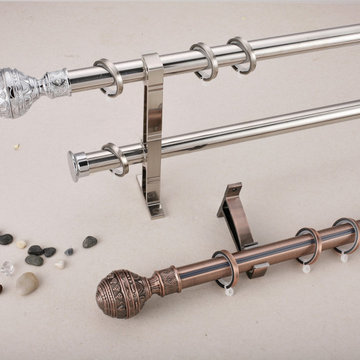 QYR62 Coree 28mm Diameter Steel Curtain Rod Set With Ball Finial