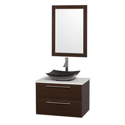 30 inch Single Bathroom Vanity in Espresso, Man-Made Stone Top, Arista Black Gra - Bathroom Vanities And Sink Consoles