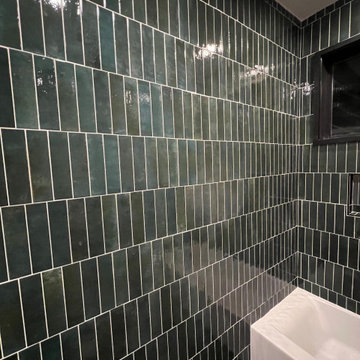 Modern Green Tile Bathroom Remodel
