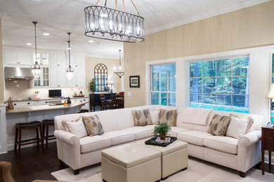 Example of a transitional living room design in Other