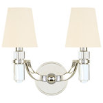 Hudson Valley - Hudson Valley Dayton Two Light Wall Sconce 982-PN-WS - Two Light Wall Sconce from Dayton collection in Polished Nickel finish. Number of Bulbs 2. Max Wattage 60.00 . No bulbs included. Between the glamorous and the transitional, Dayton contrasts thick crystal and metal with creamy soft-textured shades. In Polished Nickel, it feels classic, in Aged Brass, it feels contemporary. Holding these robust crystal columns, Dayton`s arms evoke the noble carriage of an ancient ship`s prow. No UL Availability at this time.