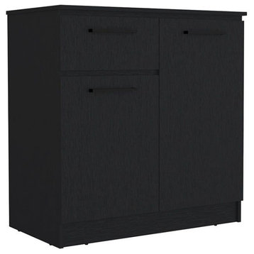 Clarion Dresser with 2-Door Cabinets and Drawer, Black