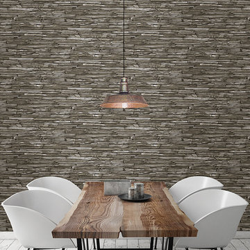 Stacked Slate Green Industrial Wallpaper
