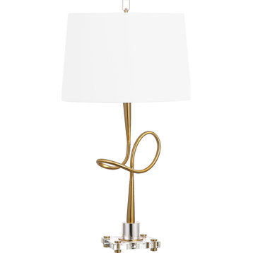 Hensley Table Lamp - Gold, Clear Body with Off-White Shade