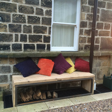 Reclaimed Wood Log Store Bench Seat