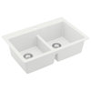 Karran 33" Top Mount Double Equal Bowl Quartz Kitchen Sink Kit, White