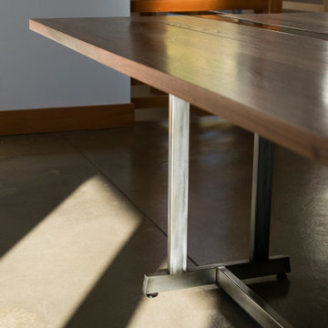 'Insignia' Drop-Leaf Walnut Dining Table // 'Nakashima' Inspired Steel Base