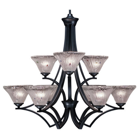 Zilo 9 Light Chandelier, 7" Frosted Crystal Glass