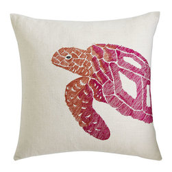 Pink Aquatic Life Pillow Cover - Turtle - Decorative Pillows