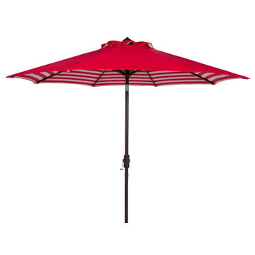 Safavieh Athens 11 Ft Crank Umbrella, Red