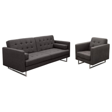 2-Piece Opus Convertible Tufted Sofa and Chair Set, Gray