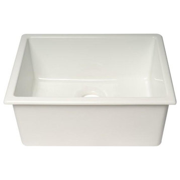 Alfi Brand AB2418UD 24" White Single Bowl Fireclay Undermount Sink