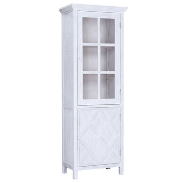 79" Tall White Glass Cabinet