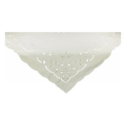 Xia Home Fashions - Daisy Collection 34"x34" Table Topper, White - Tablecloths