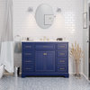 Aria 48" Bathroom Vanity, Royal Blue, Carrara Marble
