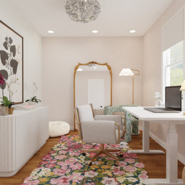 Glam Eclectic Office with Floral Rug