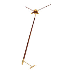 Pisa Gold N Table Clock in Matte Gold and Natural Walnut Wood - Desk And Mantel Clocks