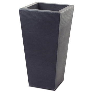 Bowery Indoor/Outdoor Tall Square Pot with Sand Cavity, Black, 22"