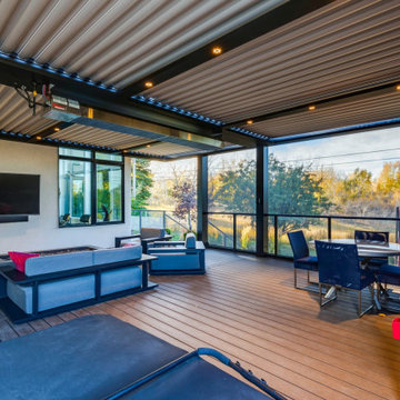 Calgary West StruXure Adjustable Pergola with Phantom Motorized Screens & Lights