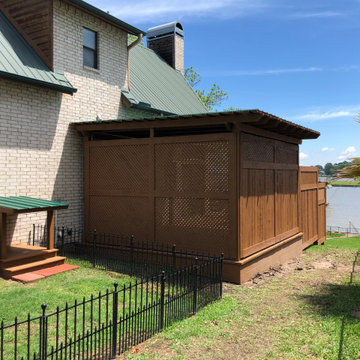 Lake house deck, cover, and dog door porch with cover
