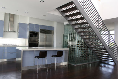 Contemporary kitchen in Los Angeles with stainless steel appliances.