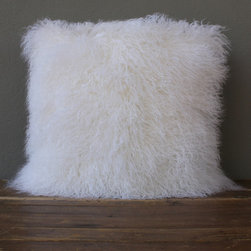 white shearling pillow - Decorative Pillows