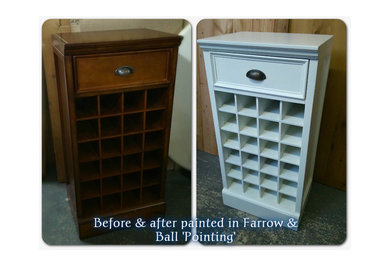 Before & after photos of our painting service to customers furniture.