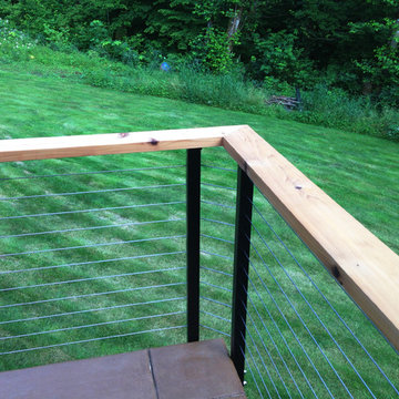 Black Aluminum Posts, Cable Infill, & Customer-Supplied Top Rail in Yacolt, WA