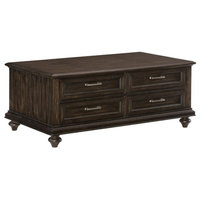 Pemberly Row Wood 4 Drawer Coffee Table in Espresso - Traditional ...