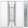 Exterior Prehung Metal Double Doors Deux 1713 WhiteFrosted Glass /Black |Left