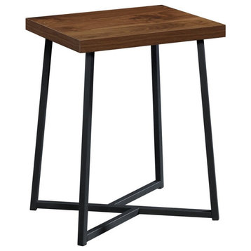 Sauder Canton Lane Wood and Metal End Table in Grand Walnut