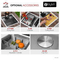 Concealed Dual-Mount Steel Utility Sink 20", 1-Hole Prep Sink, Dura-Tek, Black