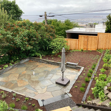 Stone patio and plants