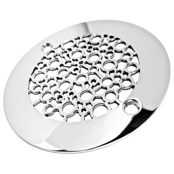 4" Round Shower Drain, Oatey Replacement,  Nature Bubbles Design, Polished Stainless Steel