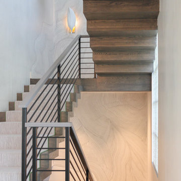 54_Dynamic and Open Wood and Metal Zig-Zag Staircase, Alexandria VA 22302