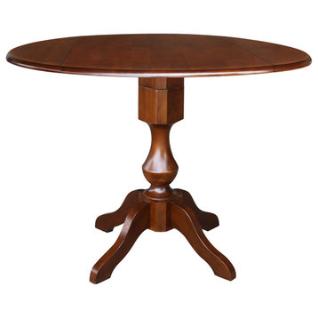 42" Round dual drop Leaf Pedestal Table - 36.3 "H, Espresso