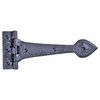 Door Strap Hinge Heart Tip Rough Forged Iron 10" |