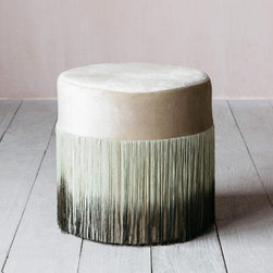 Taupe Ombre Fringed Stool - Footstools & Ottomans