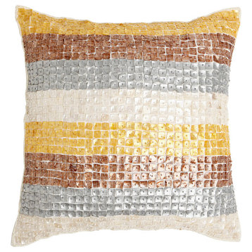 Striped Mother of Pearl Pillow, Multicolor